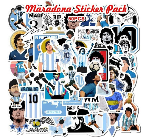 50 Stickers Diego Armando Maradona - Etiquetas Autoadhesivas