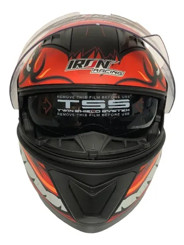 Casco Abatible Con Luz Iron Racing Dot Rojo Led Bi color Cuotas