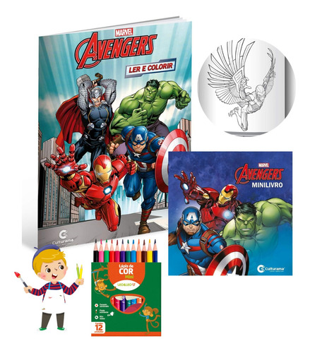 Kit Ler E Colorir Personagens Diversos Disney E Marvel + Mini Livro De Pintura Com Seus Personagens Preferidos Acompanha Um Super Brinde 