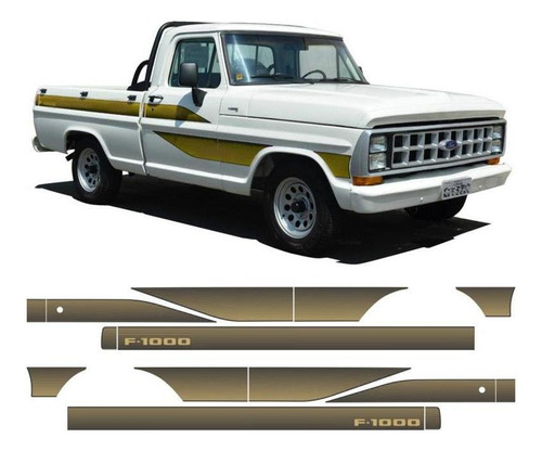 Kit Faixas/adesivos Ford F1000 89 Ouro Cor Colorido