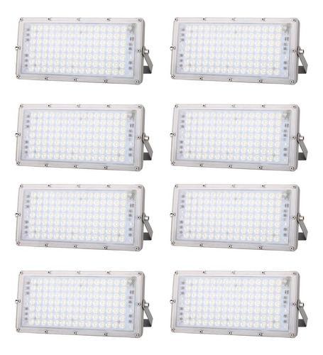 Pack X8 Reflector Led Blanco 50w Led Alta Potencia Exterior