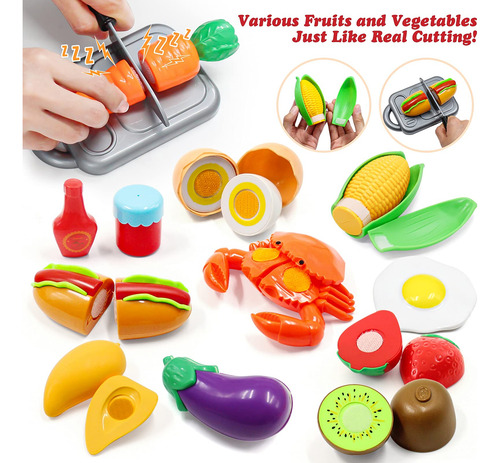Juego De Juguetes De Cocina Pretend Play Peainbox Con 32 Art
