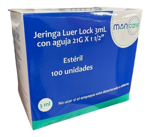 Jeringa Desechable Luer Lock 3cc 21g X 1 1/2 (50 Unidades)