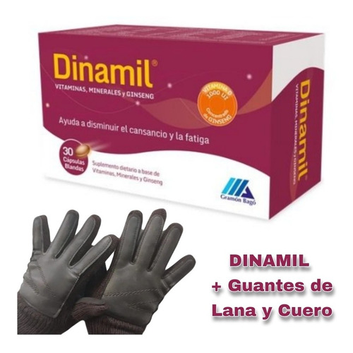 Multivitaminico Dinamil X 30 + Guantes De Lana Y Cuero