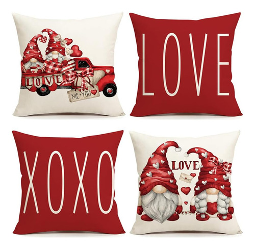 Xoxo - Juego De 4 Fundas De Almohada De 18 X 18 Pulgadas Par