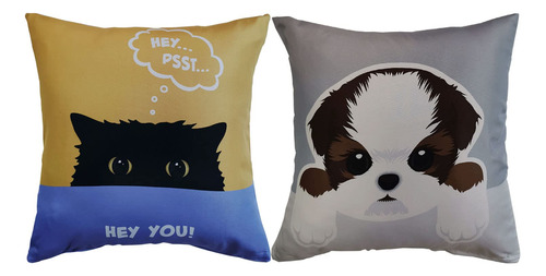 Juego De 2 Fundas De Almohada Decorativas Para Gatos Y Perr.