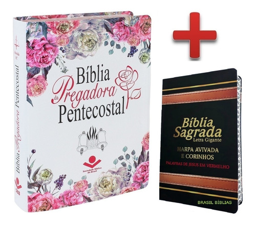 Bíblia Pregadora Pentecostal + 1 Bíblia Letra Gigante Harpa