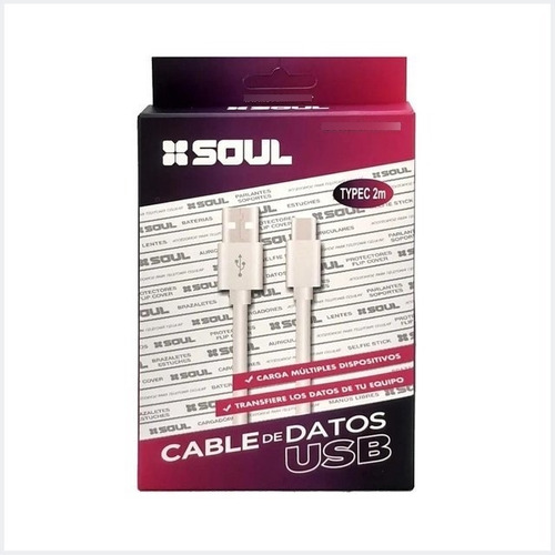 Imagen 1 de 1 de Cable Dato Soft 2m Tipo C Soul Celular Usb Computadora