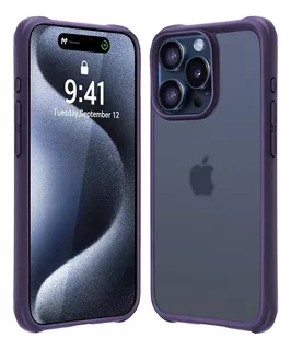 Funda Transparente Purpura Para iPhone 15 Pro