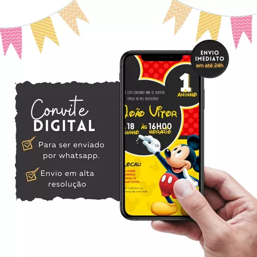 CONVITE INFANTIL MICKEY CONSTRUTOR- ARTE VIRTUAL