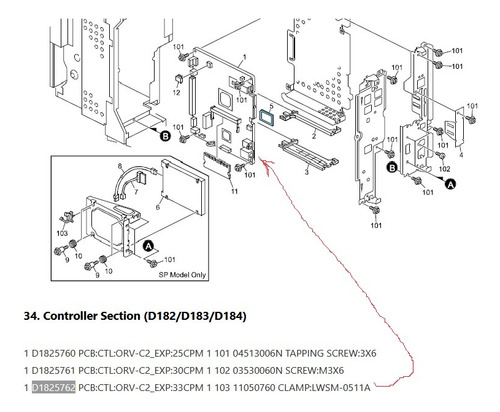 Ricoh Aficio Mp 3350 D1825762 Pcb Contoler