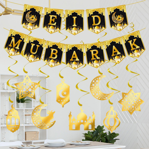 Eid Mubarak Banner Adornos Ramadán Decoraciones Para La