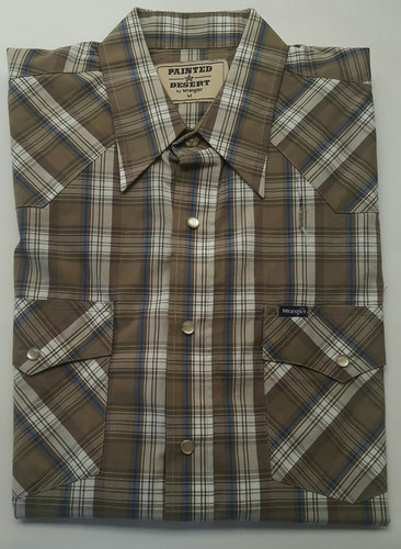 Camisa Vaquera Wrangler Cafe Con Blanco