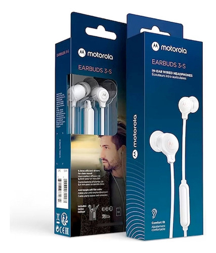 Audifonos Con Cable Motorola Earbuds 3-s Auriculares Blanco