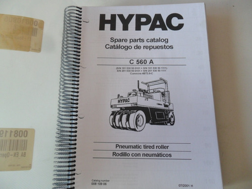 Manual Despiece Hypac C560a Maquina Vial No Original Rodillo