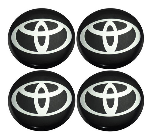 Jogo Emblema Toyota Preto Resinado 51mm P/calota Roda Liga