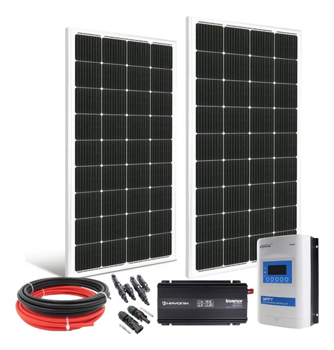 Kit Energia Solar Off Grid 420w Controlador 40a Invers. 127v Cor Preto Voltagem De Circuito Aberto 23.95v Voltagem Máxima Do Sistema 20.05v