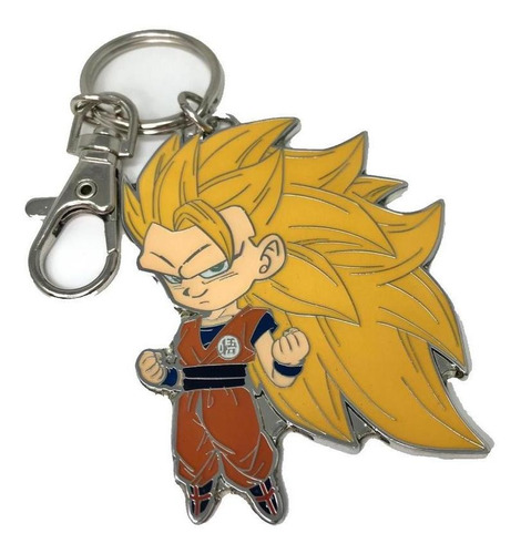 Llavero Dragon Ball S Chibi Ss3 Goku Metalico