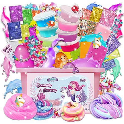 Mini Unicorn & Mermaid Slime Kit For Girl And Boys Prem...