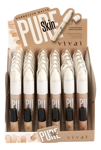 Kit Corretivo Matte Pure Skin C/6 Unidades Vivai - 1029.4.1 Tom 6 Tons