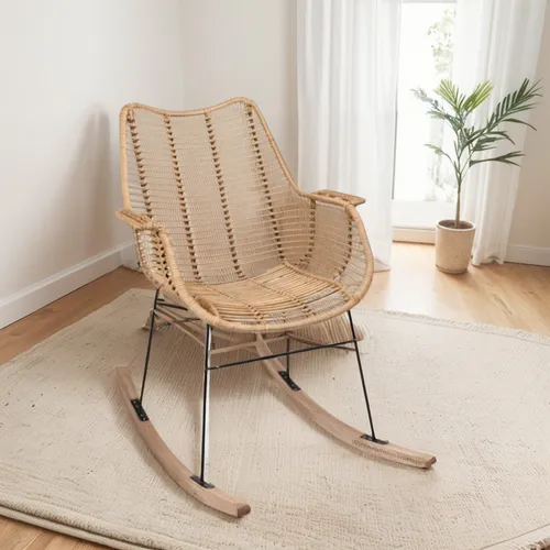 Silla Mecedora En Mimbre Natural O Ratan Sintético Wicker