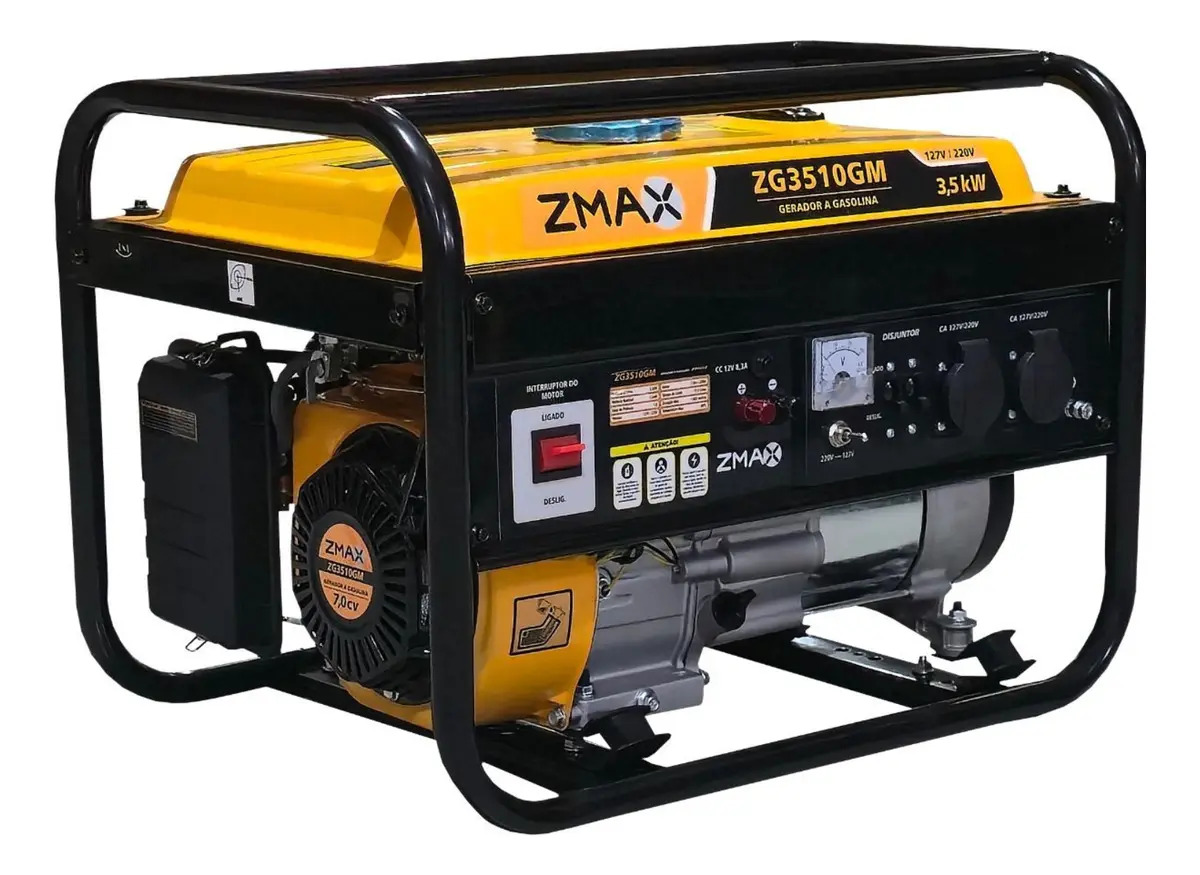 Gerador Gasolina Zmax 3,5kva 3500w 7hp 4 Tempos Bivolt