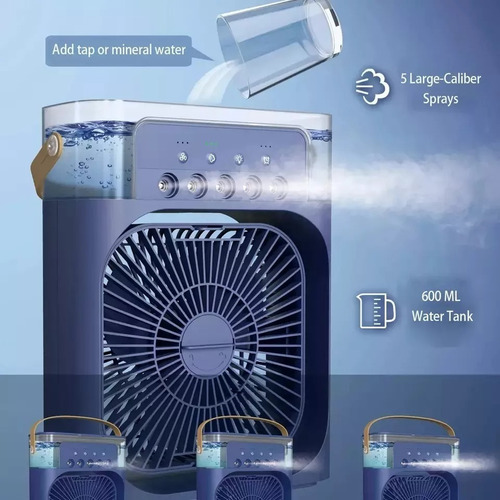 Mini Ar Condicionado Umidificador Ventilador Portátil 4 Em 1 Cor Preto