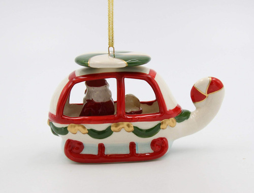 Ornamento De Árbol De Navidad De Helicóptero De Cerámica De