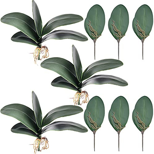 9 Piezas De Hojas De Orquídeas Phalaenopsis Artificial...