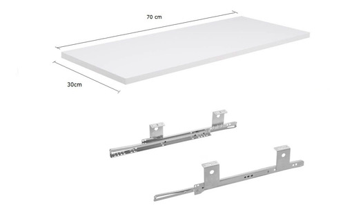 Imagem 4 de 6 de Kit Completo Corrediça Apoio Teclado Com Prateleira 70x30cm