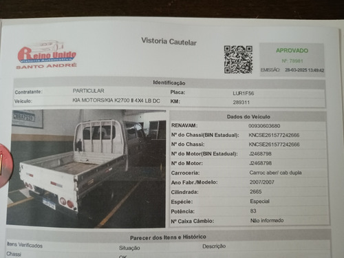 Kia Bongo 2.7 Std 4x4 Rs Cab. Dupla C/ Carroceria 2p