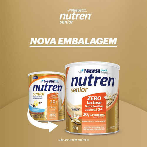 Complemento Alim Nutren Senior Zero Lactose Baunilha 740g Baunilha