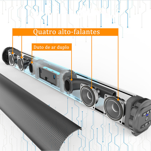 Barra De Som Home Theater Estéreo Alto-falante Bluetooth 10m