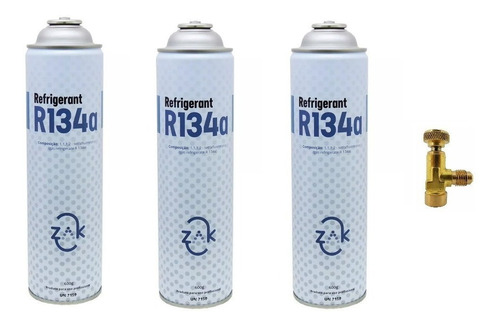 Gás Refrigerante R134a 600g - 3 Unidades + Valvula