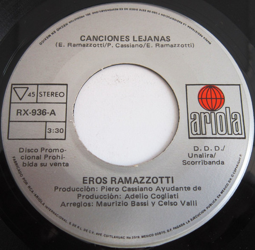 Eros Ramazzotti - Canciones Lejanas Single Translucido 7