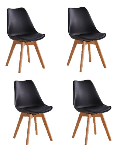 Sillas Tulip Eames Con Almohadon X4 Negro