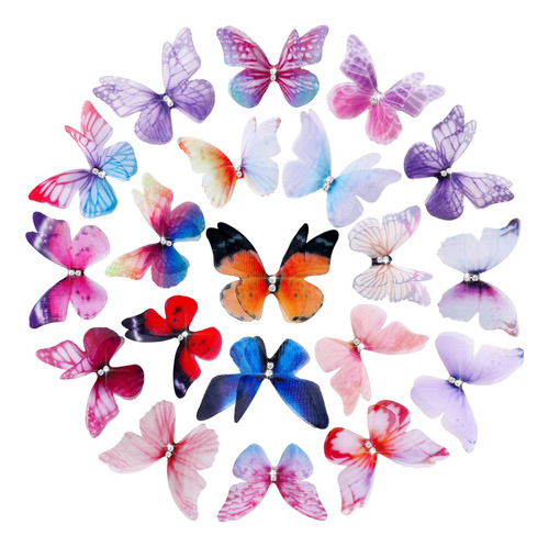 60 Pieza Cinta Organza Mariposa Colorida Do Capa 3d