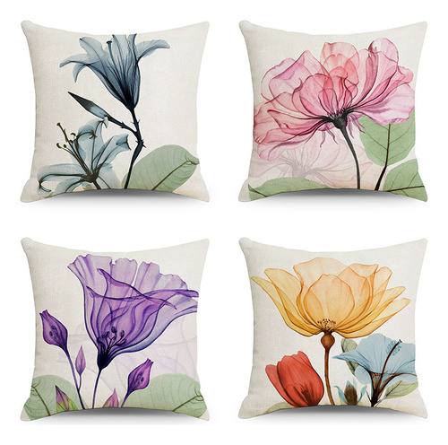 4 Fundas De Almohada De Flores