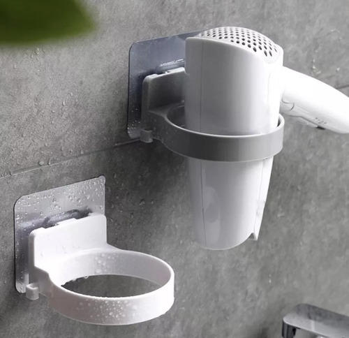 Imagen 2 de 6 de Apoya Secador De Pelo Adhesivo Pared Super Resistente Facil
