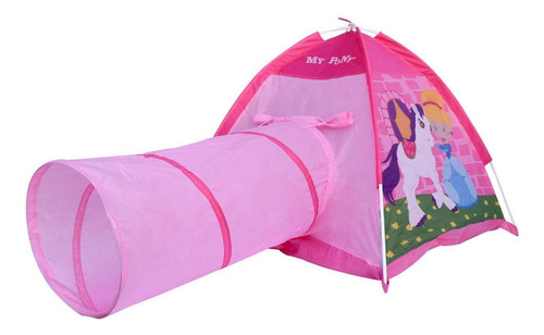 Casa Carpa Tela Niñas Con Tunel Rosa Princesa Pony