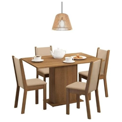 Juego De Comedor 4 Sillas Tapizadas Mesa De Living Rustico