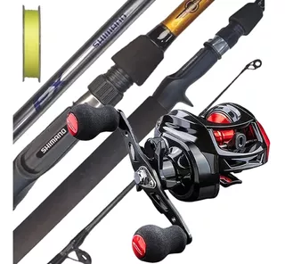 Combo Baitcast Profesional Reel Amberjack Caña Shimano Multi