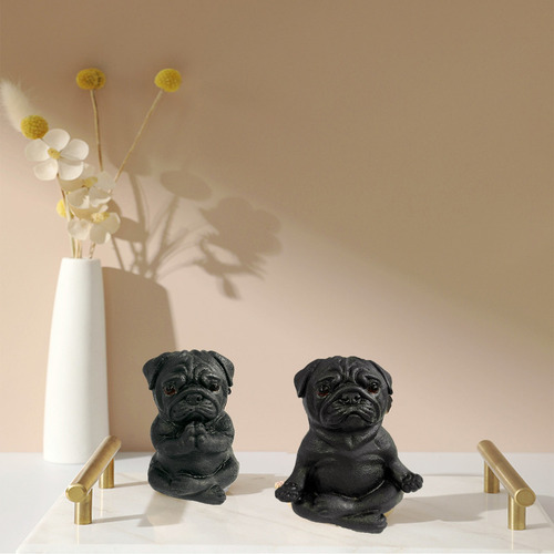 Estatua De Pug De Meditación Con Forma De Perro Para Yoga, D
