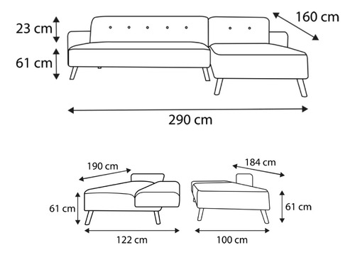Sala Esquinera Minimalista Moderna Sofa Cama Salas Sillon Color Gris