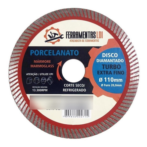 Disco Corte Porcelanato Turbo 110mm 4.3/8 Tipo Cortag