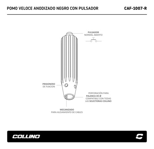 Pomo Palanca Cambios Con Pulsador Nitro Collino Veloce Rojo