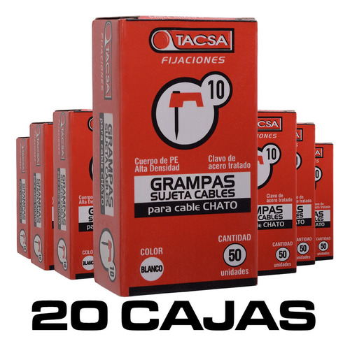 Grampas Sujeta Cable Tacsa N°10 Clavo De Acero X20 Cajas P