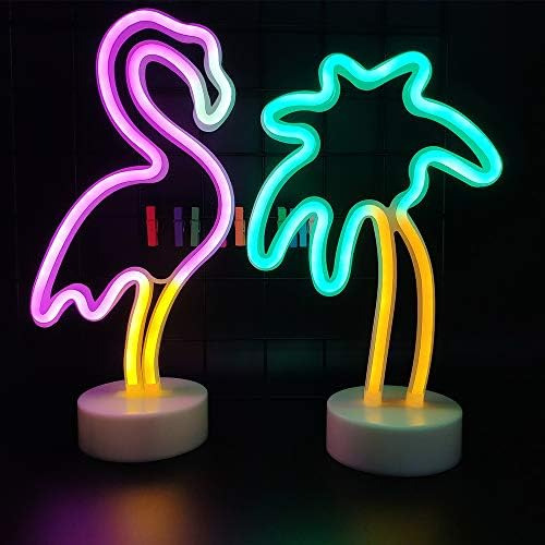 Letreros Led De Neón De Flamenco Y Palmera De Coco, Luz De N