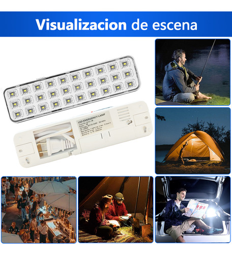 Lámpara De Emergencia 30 Leds Batería Recargable Blanca 2pzs