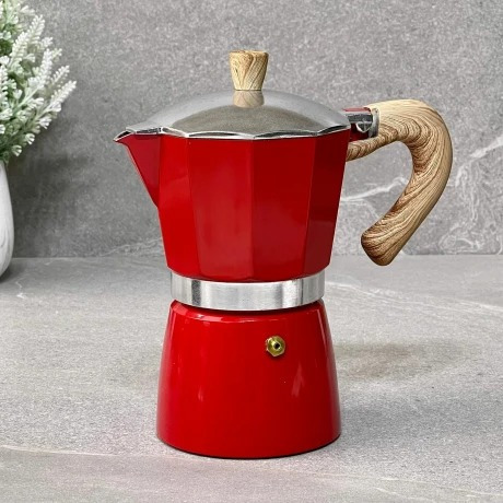 Cafetera Italiana Aluminio Roja 3 Tazas